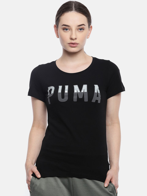 

Puma Women Black Solid ATHLETIC Round Neck T-shirt