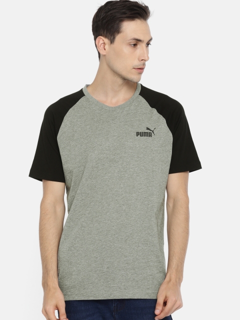 

Puma Men Grey Solid Round Neck Elevated ESS Raglan Tee