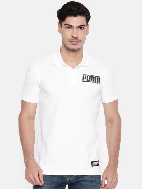 

Puma Men White Printed Slim Fit Polo Collar Athletics T-shirt