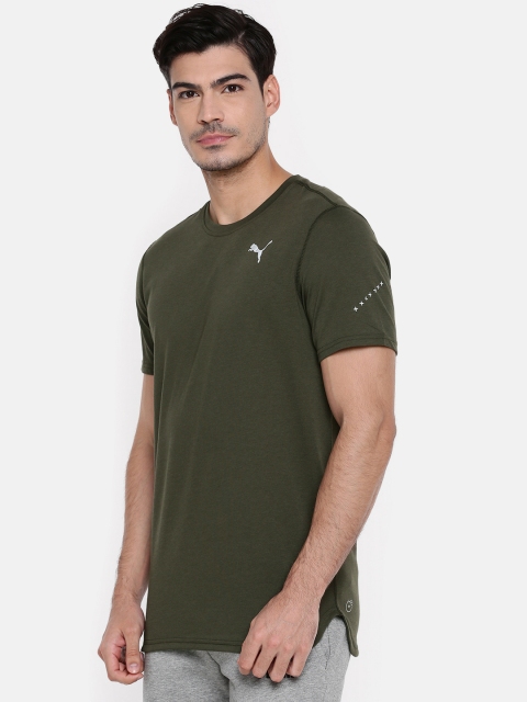 

Puma Men Olive Green Solid Triblend T-shirt