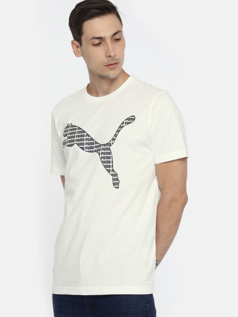 

Puma Men White Printed Round Neck Cat Brand Graphic T-shirt