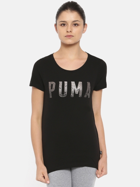 

Puma Women Black Printed Regular Fit ATHLETIC T-Shirt