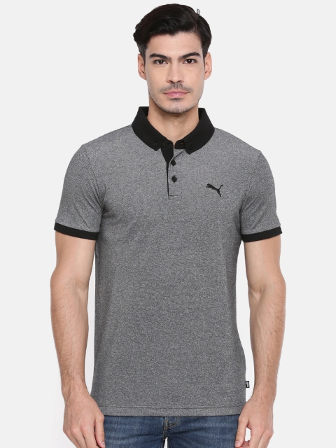 

Puma Men Grey & Black India Grindle Polo Collar Slim Fit T-shirt
