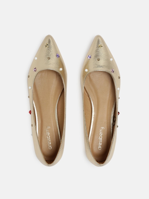 

DressBerry Women Gold-Toned Embellished Ballerinas