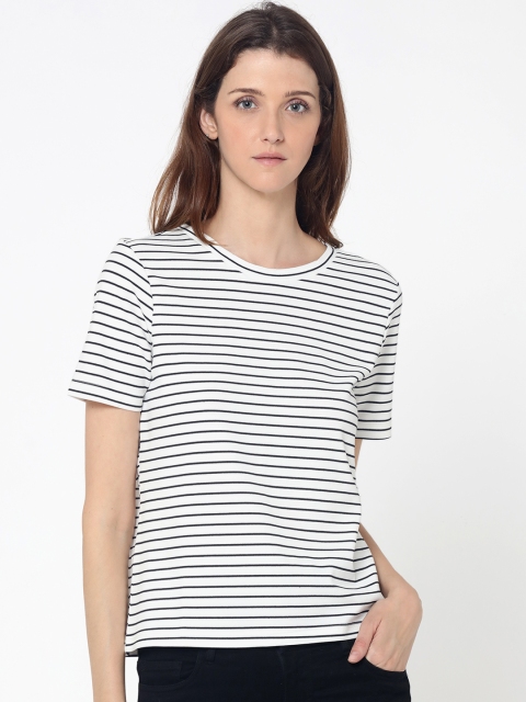 

ONLY Women White & Black Striped Styled Back Top