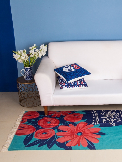 

Chumbak Blue & Pink Printed Carpet Rug