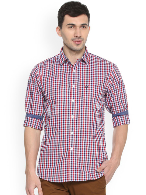 

Allen Solly Men Red & Blue Slim Fit Checked Casual Shirt
