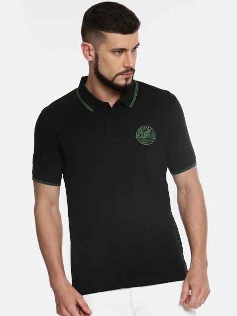 

Royal Enfield Men Black Solid Polo Collar Pure Cotton T-shirt