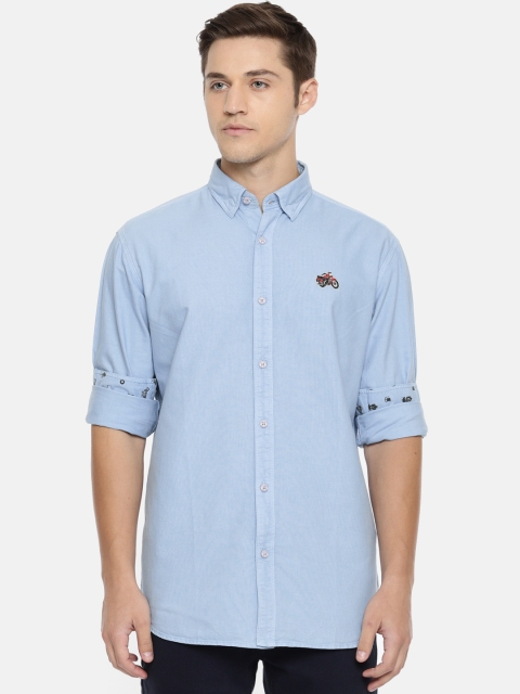 

Royal Enfield Men Blue Regular Fit Solid Casual Shirt