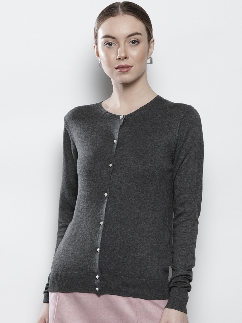 

DOROTHY PERKINS Women Charcoal Grey Solid Cardigan