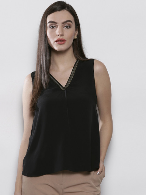 

DOROTHY PERKINS Women Black Solid A-Line Top