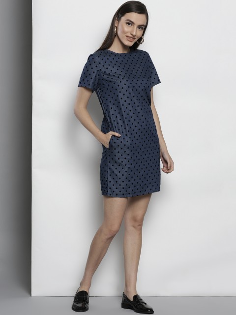

DOROTHY PERKINS Women Navy Blue Polka Dot Shift Dress