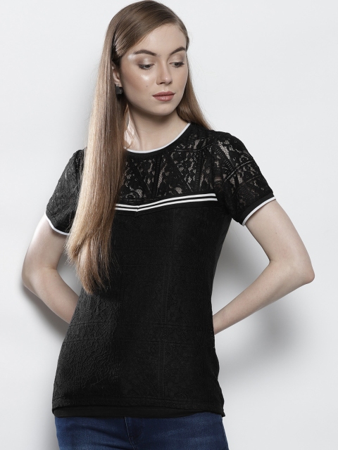 

DOROTHY PERKINS Women Black Lace Top