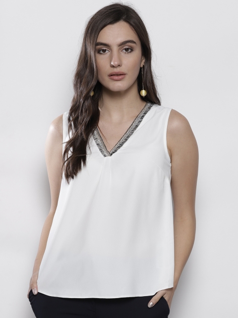 

DOROTHY PERKINS Women White Solid A-Line Top