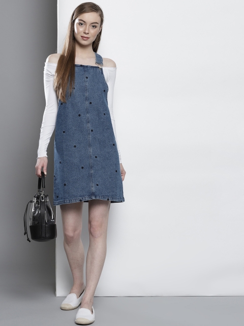 

DOROTHY PERKINS Women Blue Printed Pinafore Dress