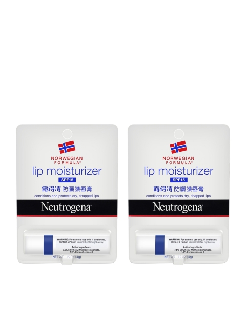 

Neutrogena Set Of 2 Norwegian Formula SPF 15 Lip Moisturiser 4 g each, White