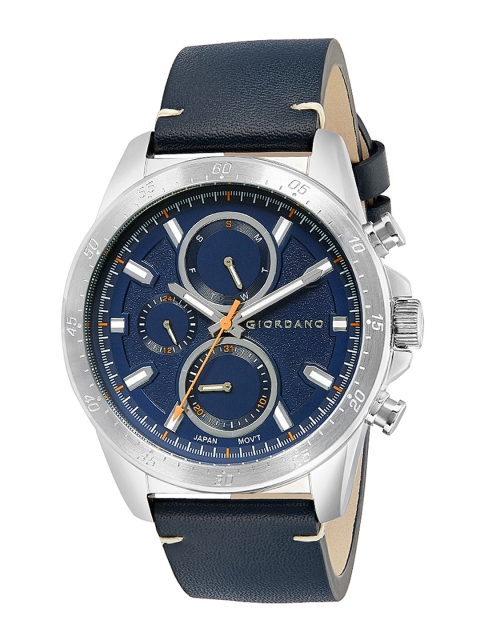 

GIORDANO Men Navy Blue Leather Analogue Watch 1942-01