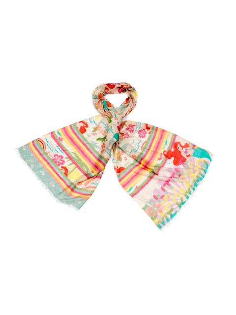 

Disney by SHINGORA Pink & Cream-Coloured Printed Scarf