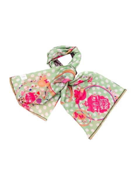 

Disney by SHINGORA Green & Pink Printed Scarf