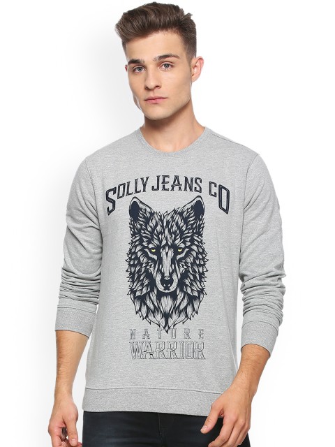 

Solly Jeans Co. Men Grey & Black Printed Sweatshirt