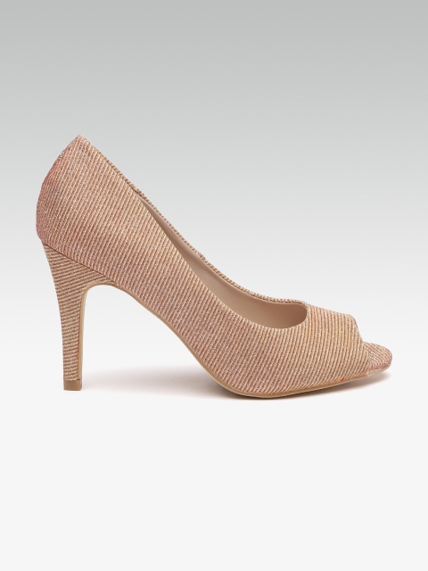 

DOROTHY PERKINS Women Gold-Toned Self-Striped Peep Toes