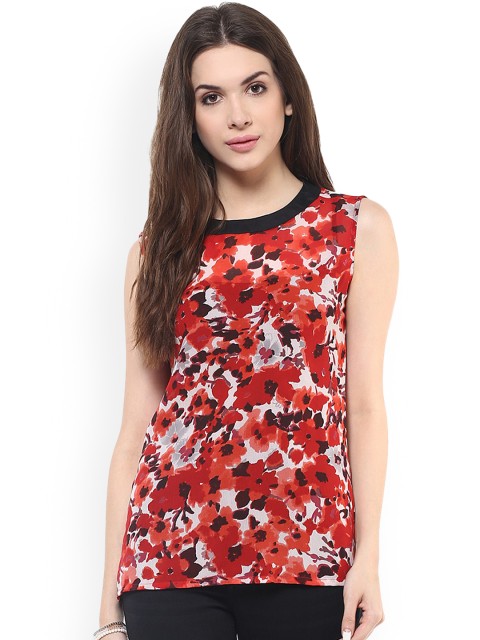 

Pannkh Women Red Floral Print Top