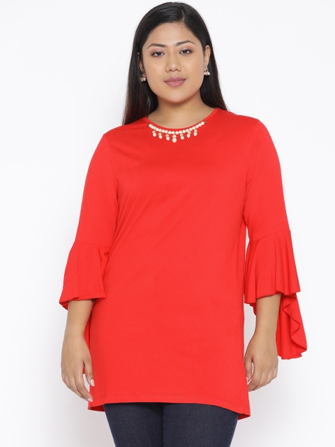 

aLL Plus Size Women Red Solid Top