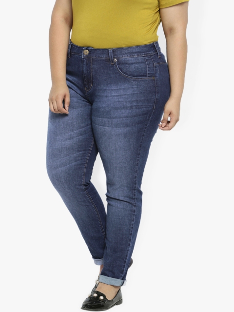 

aLL Plus Size Women Blue Slim Fit Mid-Rise Clean Look Stretchable Jeans