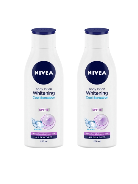 

Nivea Unisex Set of 2 Whitening Cool Sensation SPF 15 Body Lotion, White