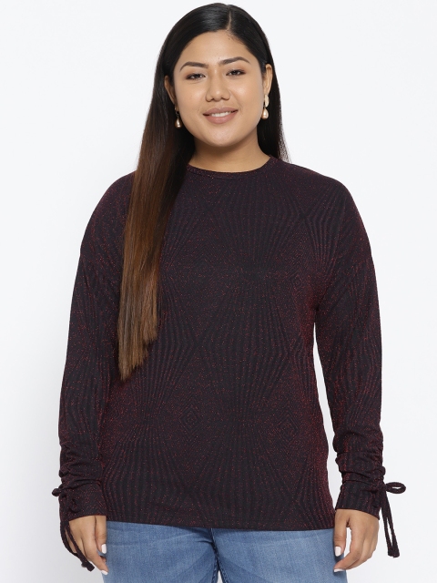 

aLL Plus Size Women Black Self Design Top