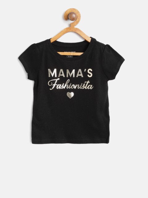

The Childrens Place Girls Black Printed Round Neck T-shirt