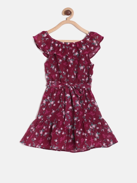 

The Childrens Place Girls Maroon Printed A-Line Dress