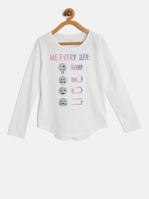 

The Childrens Place Girls White Printed Round Neck T-shirt