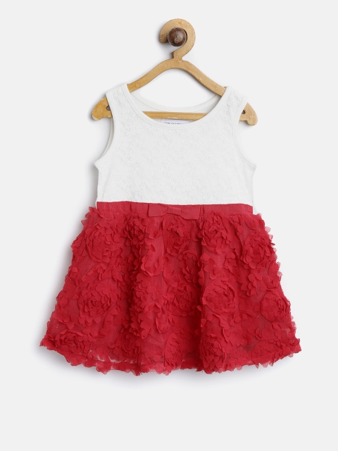 

The Childrens Place Girls White & Red Self Design Fit & Flare Dress