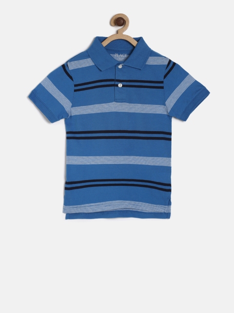 

The Childrens Place Boys Blue Striped Polo Collar T-shirt