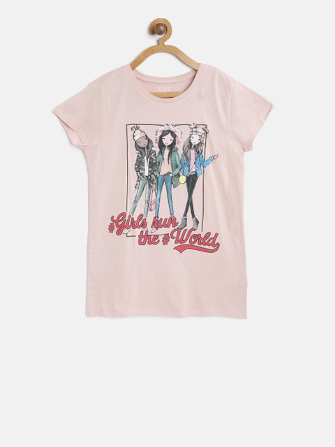 

The Childrens Place Girls Pink Printed Round Neck T-shirt