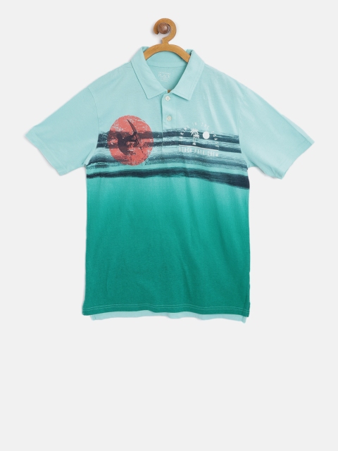 

The Childrens Place Boys Sea Green Printed Polo Collar T-shirt