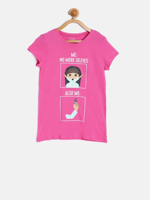 

The Childrens Place Girls Pink Printed Round Neck T-shirt