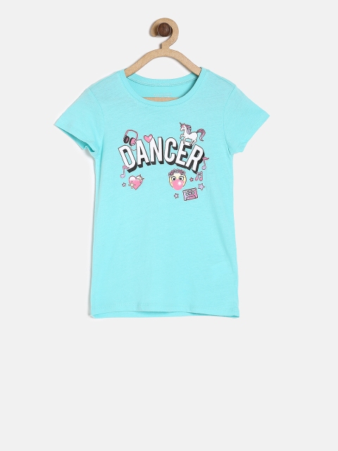 

The Childrens Place Girls Blue Printed Round Neck T-shirt