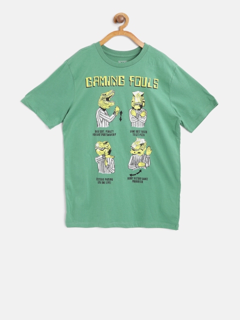 

The Childrens Place Boys Green Printed Round Neck T-shirt