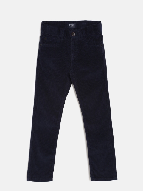 

The Childrens Place Boys Navy Regular Fit Solid Corduroy Regular Trousers, Navy blue