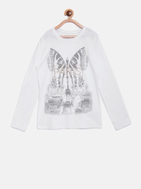 

The Childrens Place Girls White Printed Round Neck T-shirt