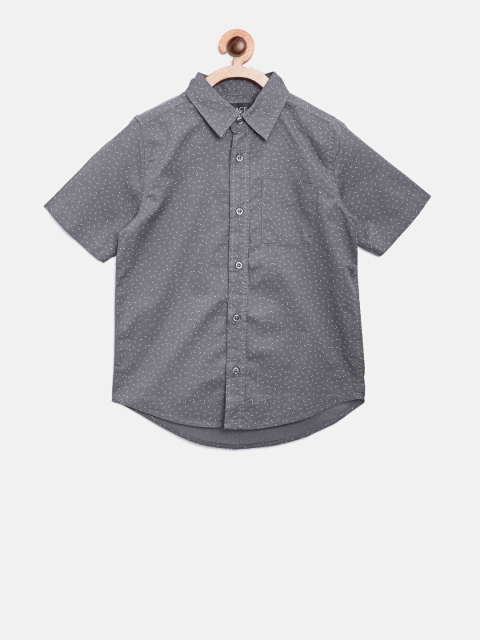 

The Childrens Place Boys Grey & White Regular Fit Printed Casual Shirt