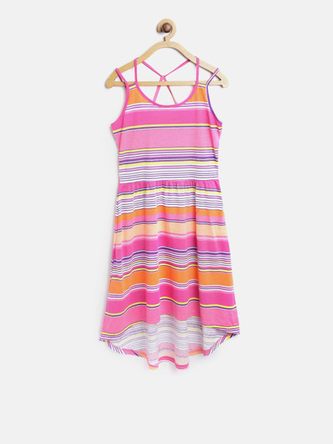 

The Childrens Place Girls Pink Striped A-Line Dress