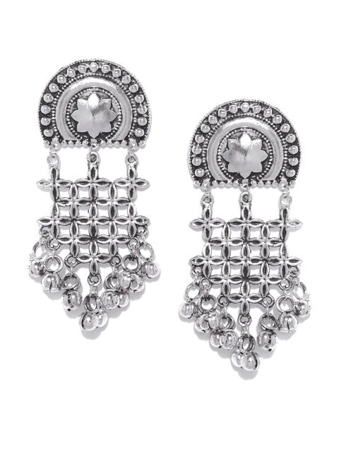 

Infuzze Oxidised Silver-Toned Classic Drop Earrings