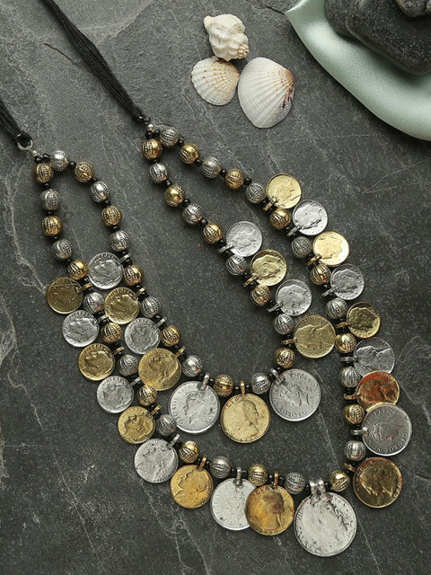 

Infuzze Antique Gold & Oxidised Silver-Toned Afghan Necklace
