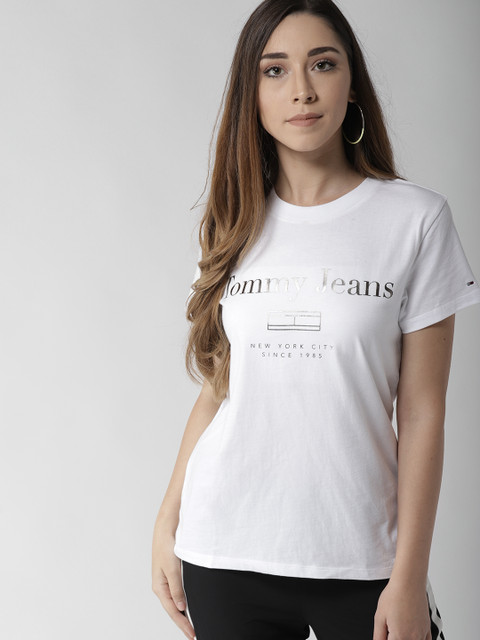 

Tommy Hilfiger Women White Printed Round Neck T-shirt