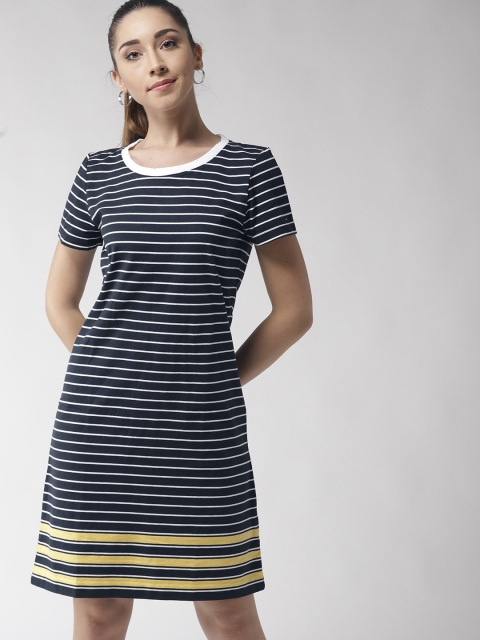 

Tommy Hilfiger Women Navy Blue & White Striped T-shirt Dress