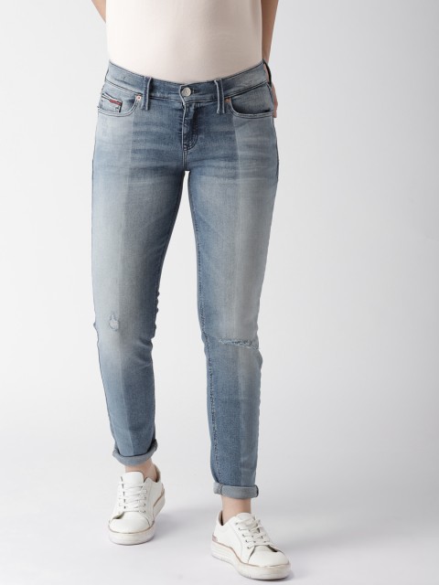 

Tommy Hilfiger Women Blue Skinny Fit Mid-Rise Low Distress Stretchable Jeans