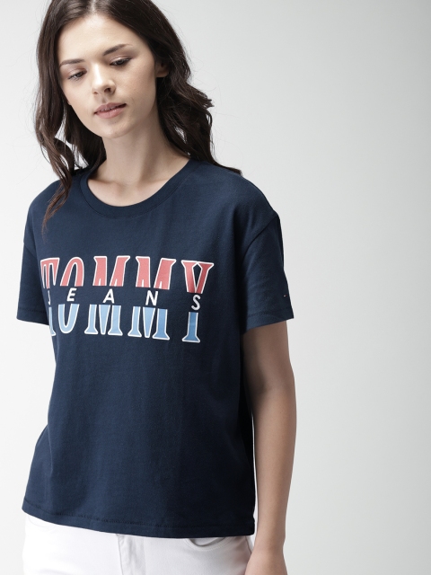 

Tommy Hilfiger Women Navy Blue Printed Round Neck T-shirt